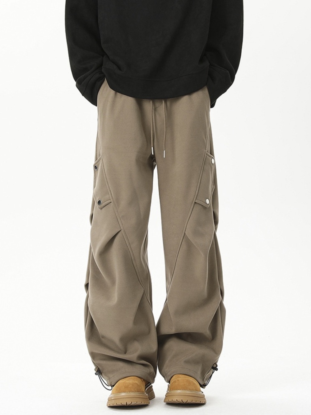 Men's Plus Size Loose Fit Cargo Pants with Drawstring
